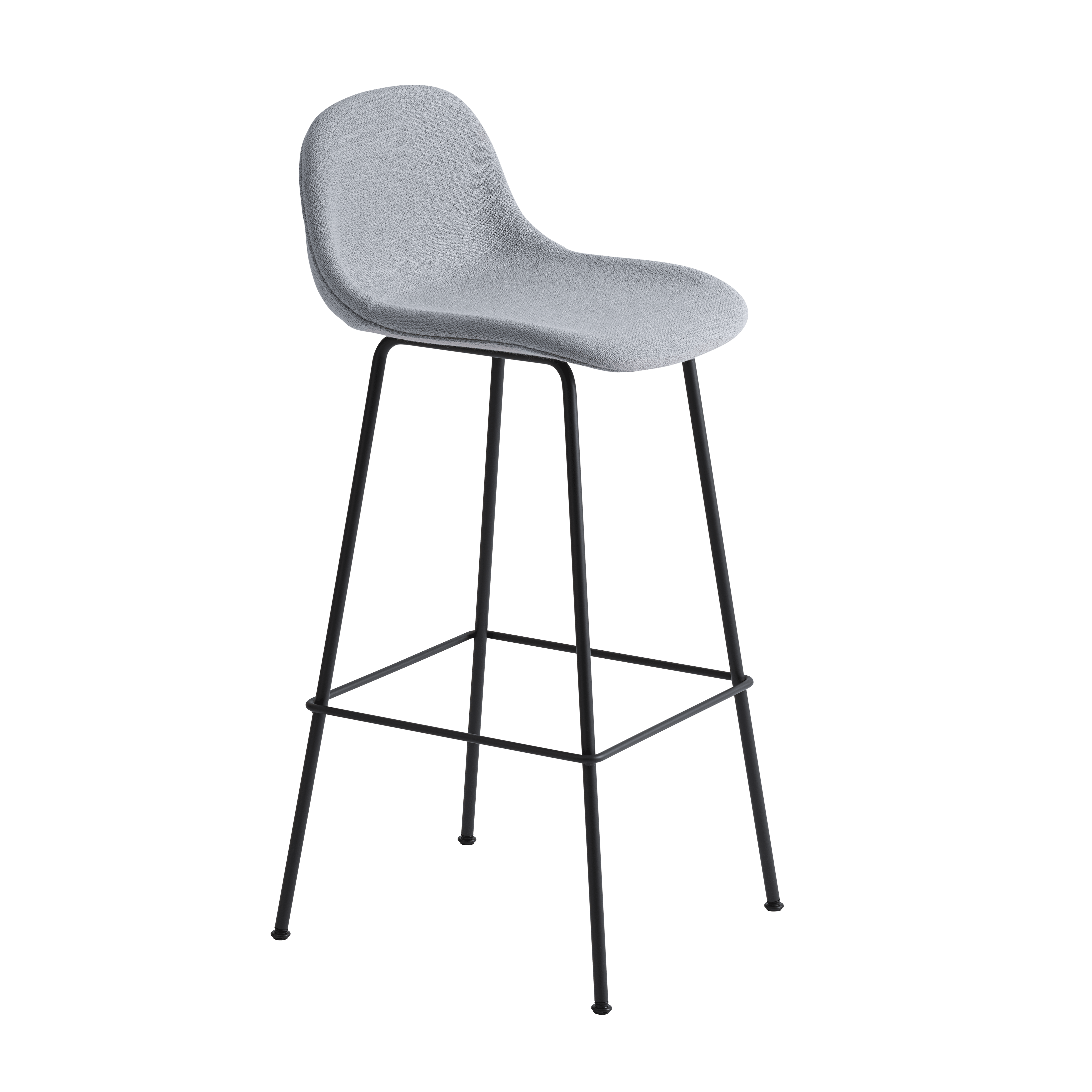 Personalized FIBER Bar Stool with Upholstered Seat and Steel Base