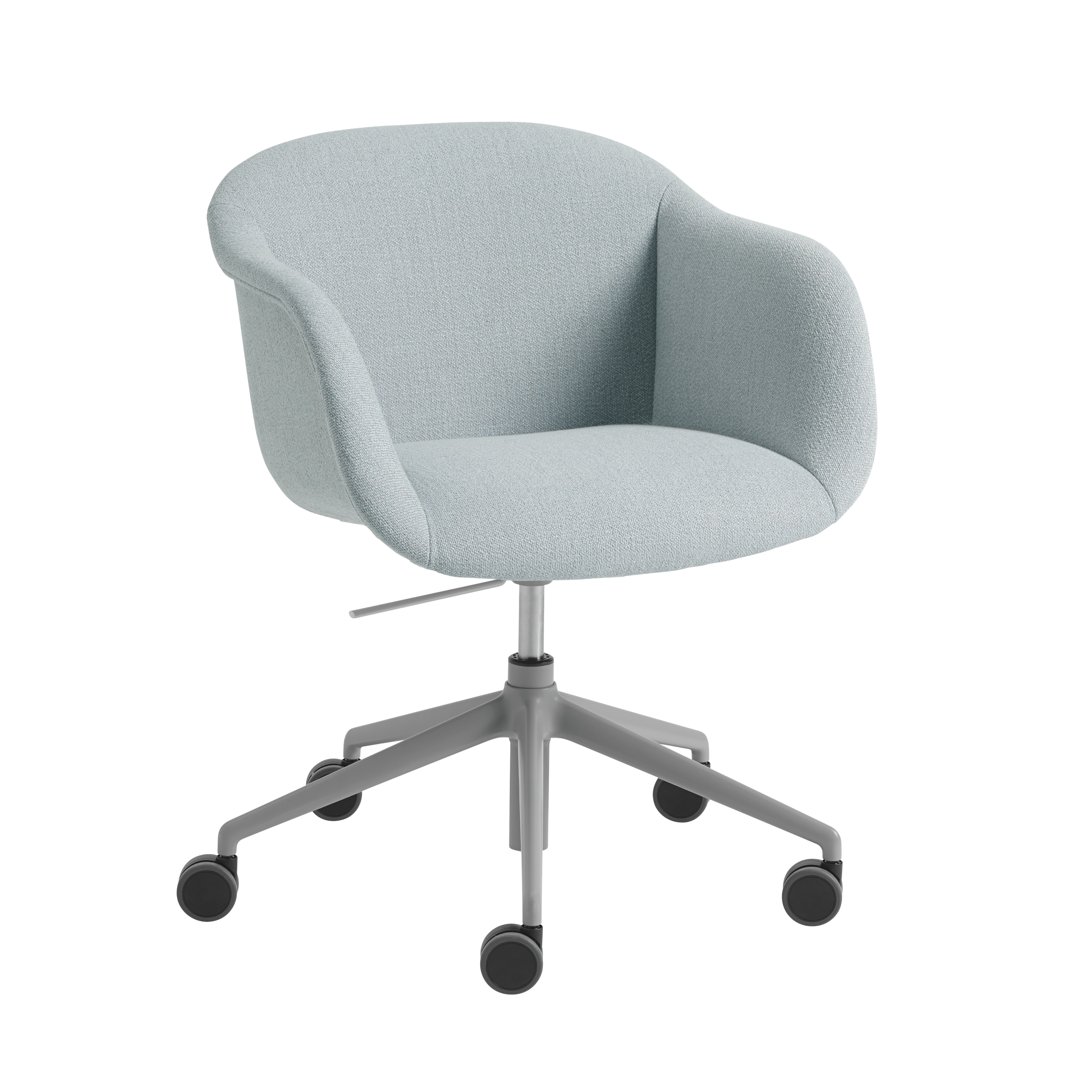 Krzesło obrotowe z podłokietnikami FIBER SOFT personalizowane z podstawą na kółkach i regulacją wysokości – Muuto