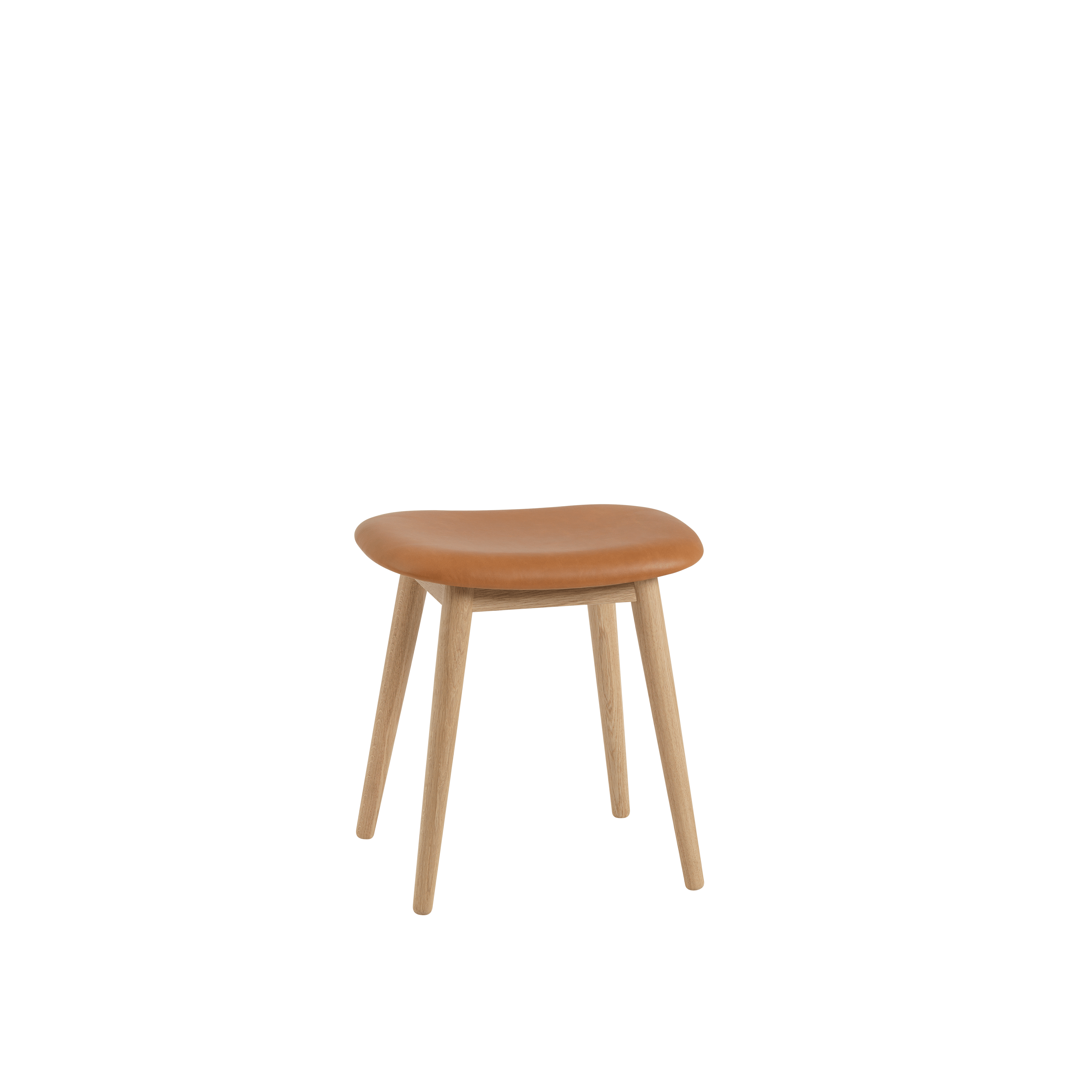 Personalisierbarer FIBER Hocker mit gepolsterter Sitzfläche und Holzgestell