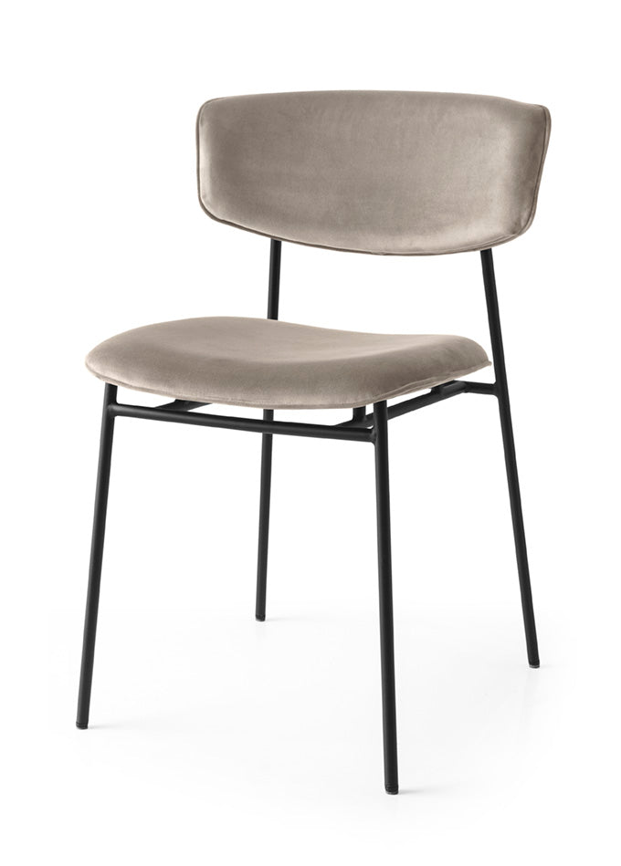 Gestoffeerde FIFTIES stoel met zwarte basis