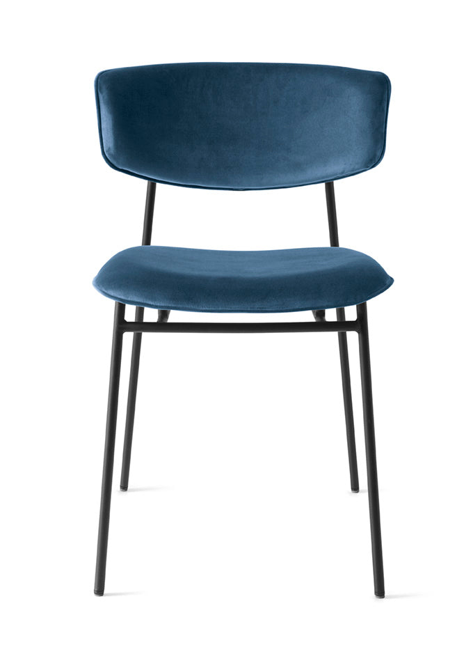 Gestoffeerde FIFTIES stoel met zwarte basis