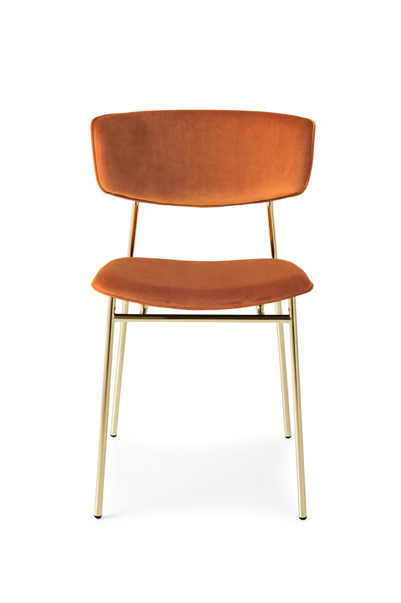 Upholstered FIFTIES Chair with Gold Base