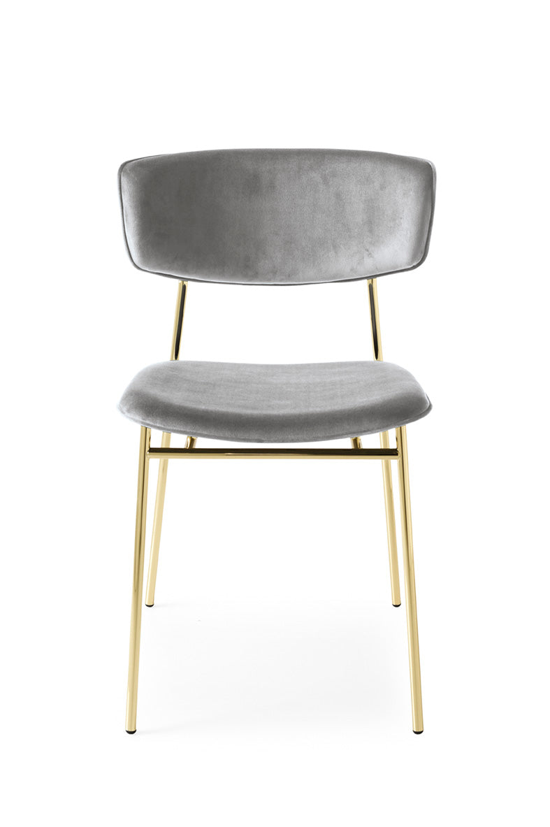 Upholstered FIFTIES Chair with Gold Base