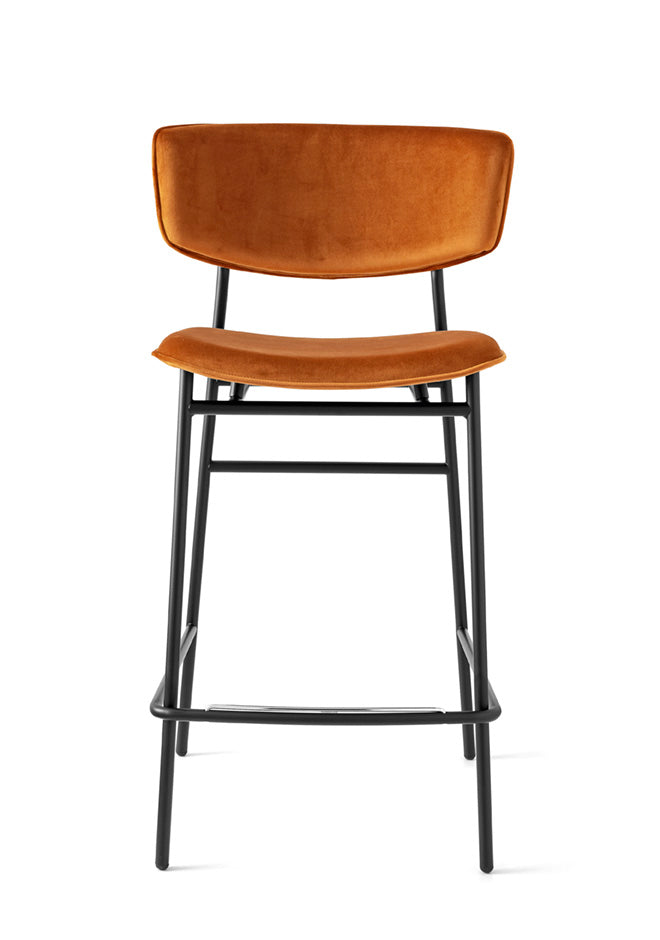 FIFTIES upholstered bar stool with a black base