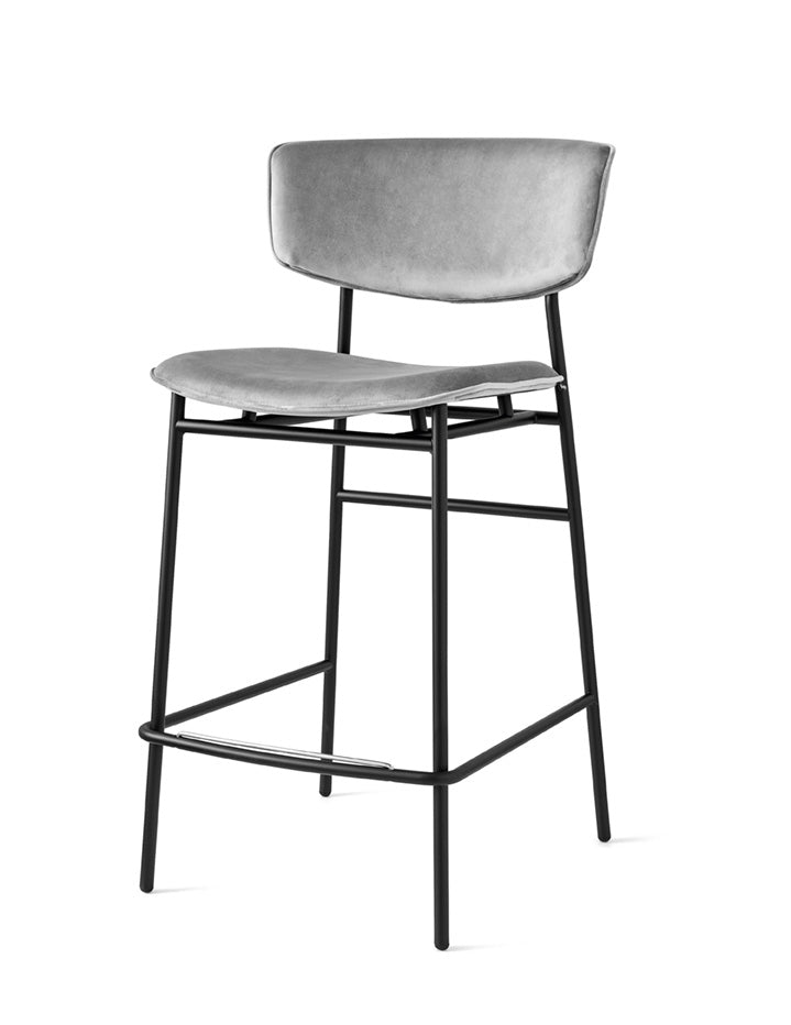 FIFTIES upholstered bar stool with a black base