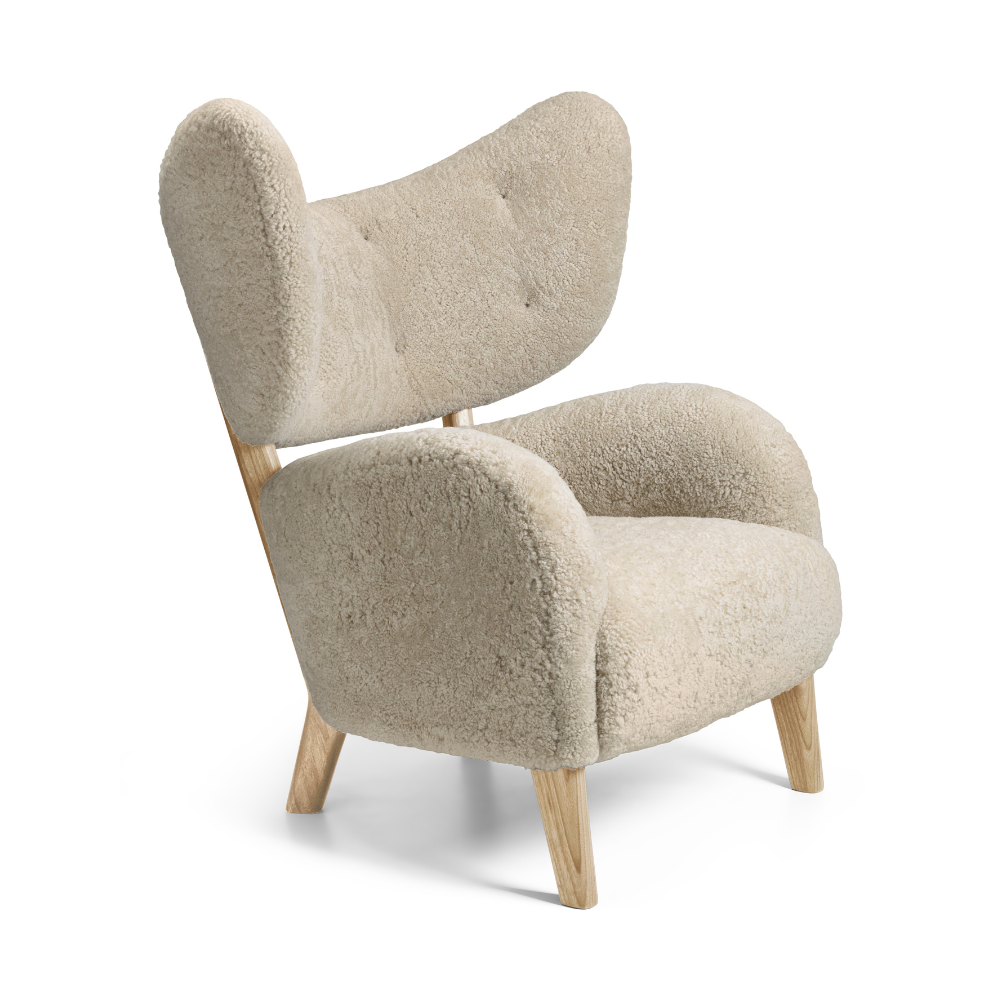 Fauteuil MY OWN CHAIR schapenleer met eiken basis