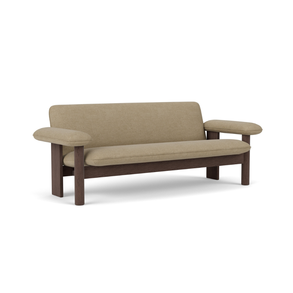 Sofa BRASILIA beige mit dunklem Eichenfuß