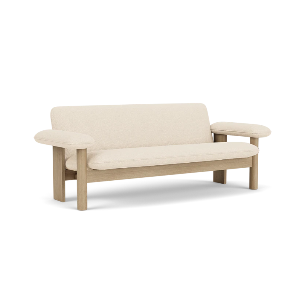 Sofa BRASILIA crème met eiken basis