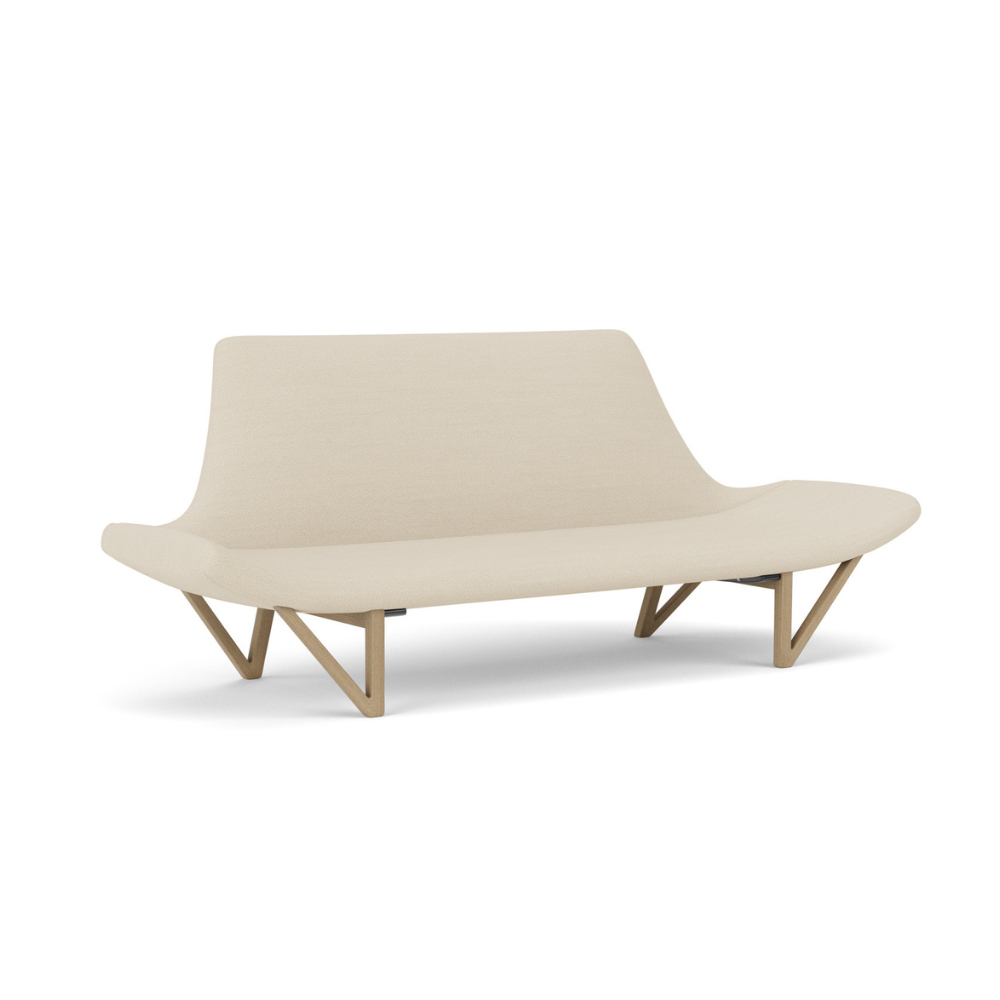 Sofa PAGODE creme mit Eichenbasis