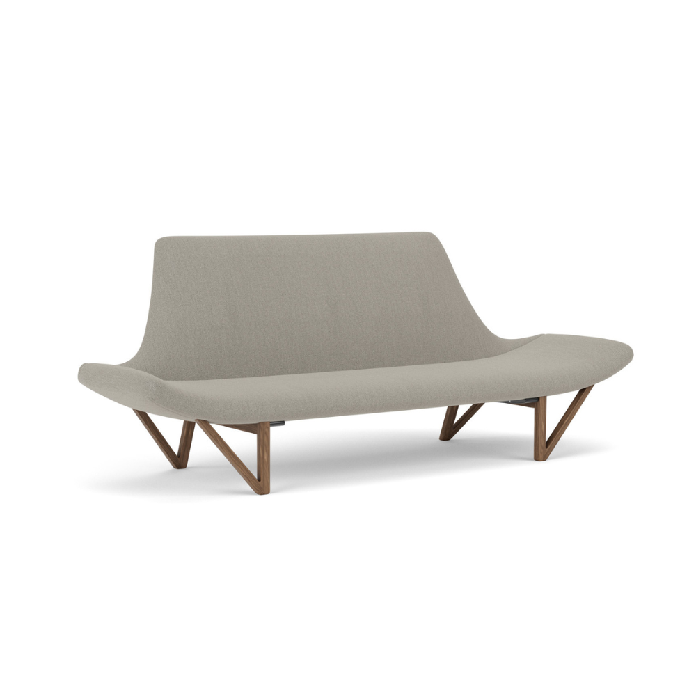 Sofa PAGODE grau mit Nussbaumfuß