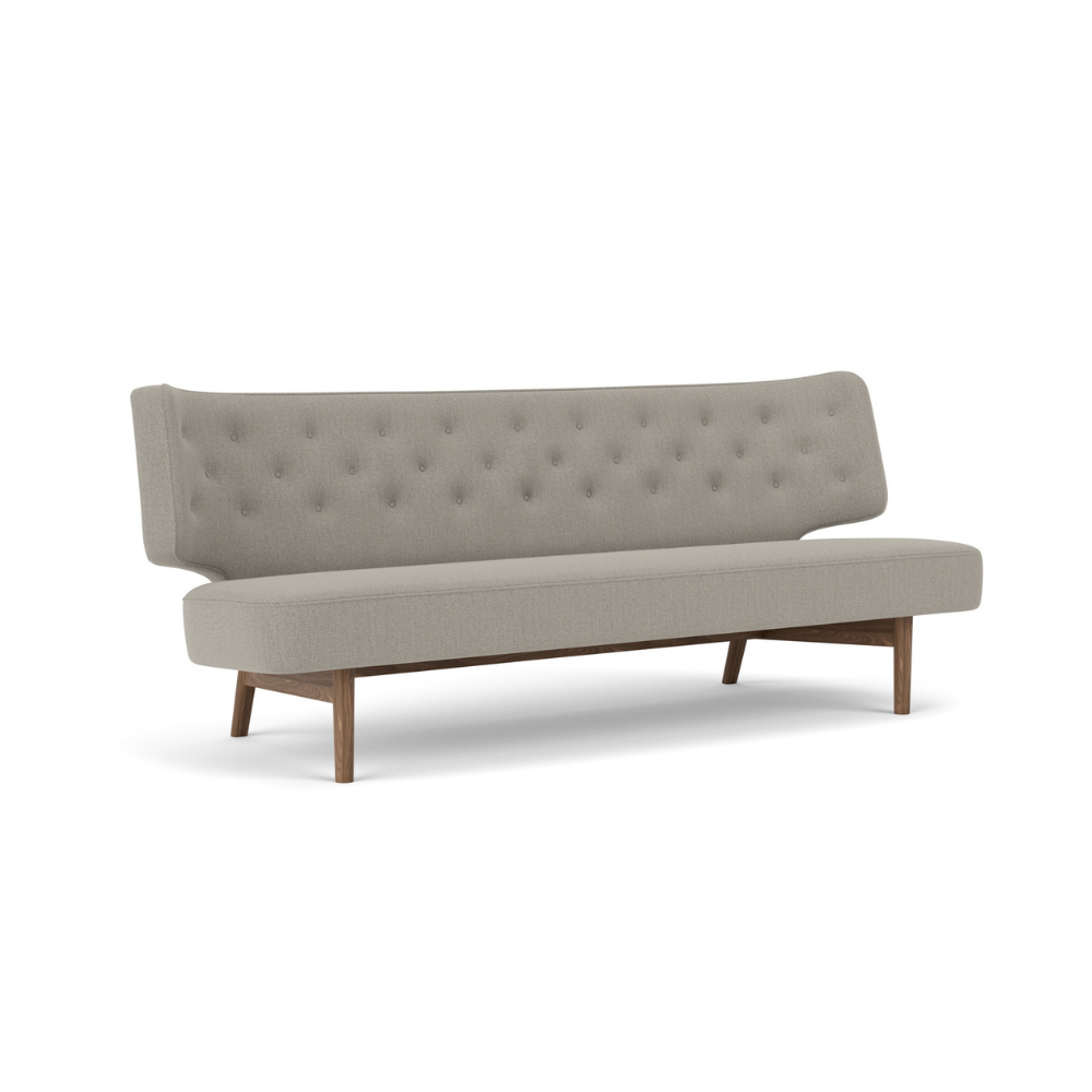 Sofa 2-sitzig RADIOHUS grau mit Nussbaumfuß