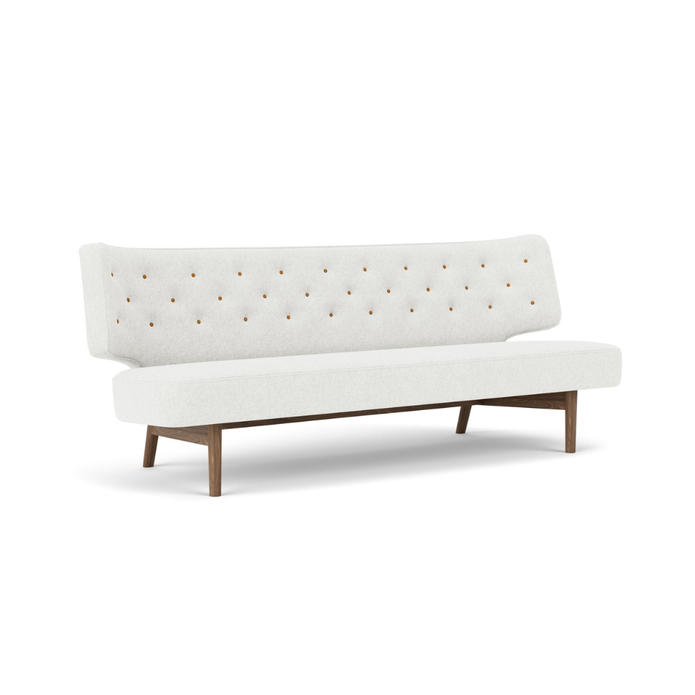 Sofa 2-Sitzer RADIOHUS hellgrau mit Nussbaumfuß