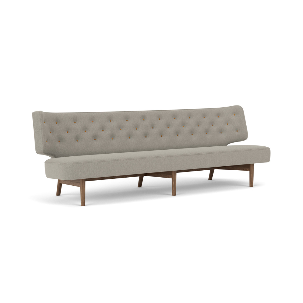 Sofa 3-zits RADIOHUS grijs met notenhouten basis