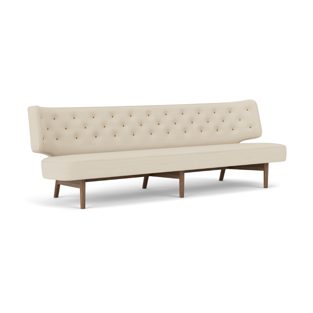 Sofa 3-Sitzer RADIOHUS beige mit Nussbaumfuß