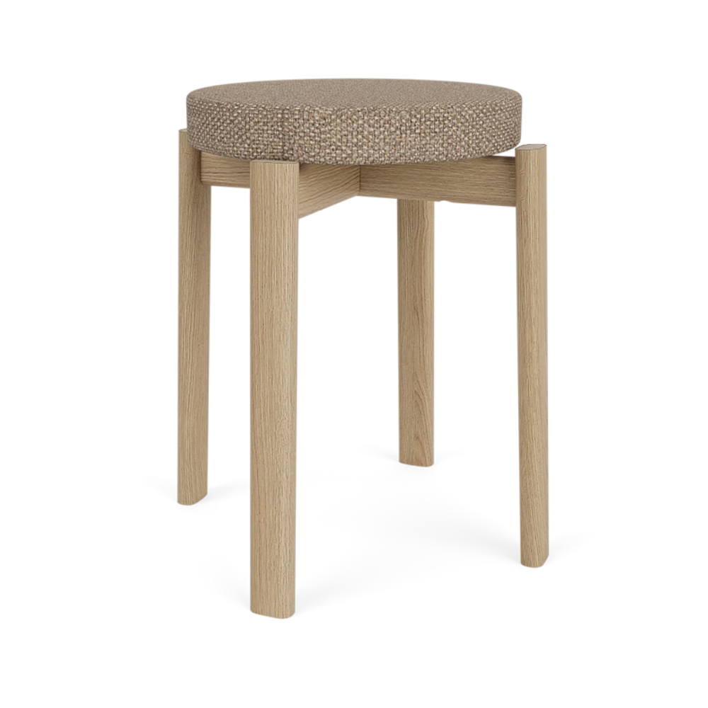 Hocker PASSAGE beige met eiken basis