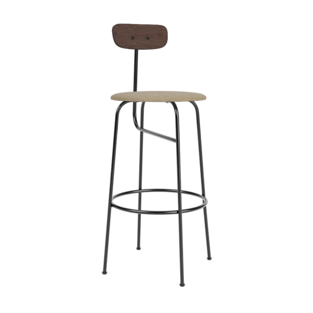 AFTEROOM stool dark oak veneer with upholstered beige seat