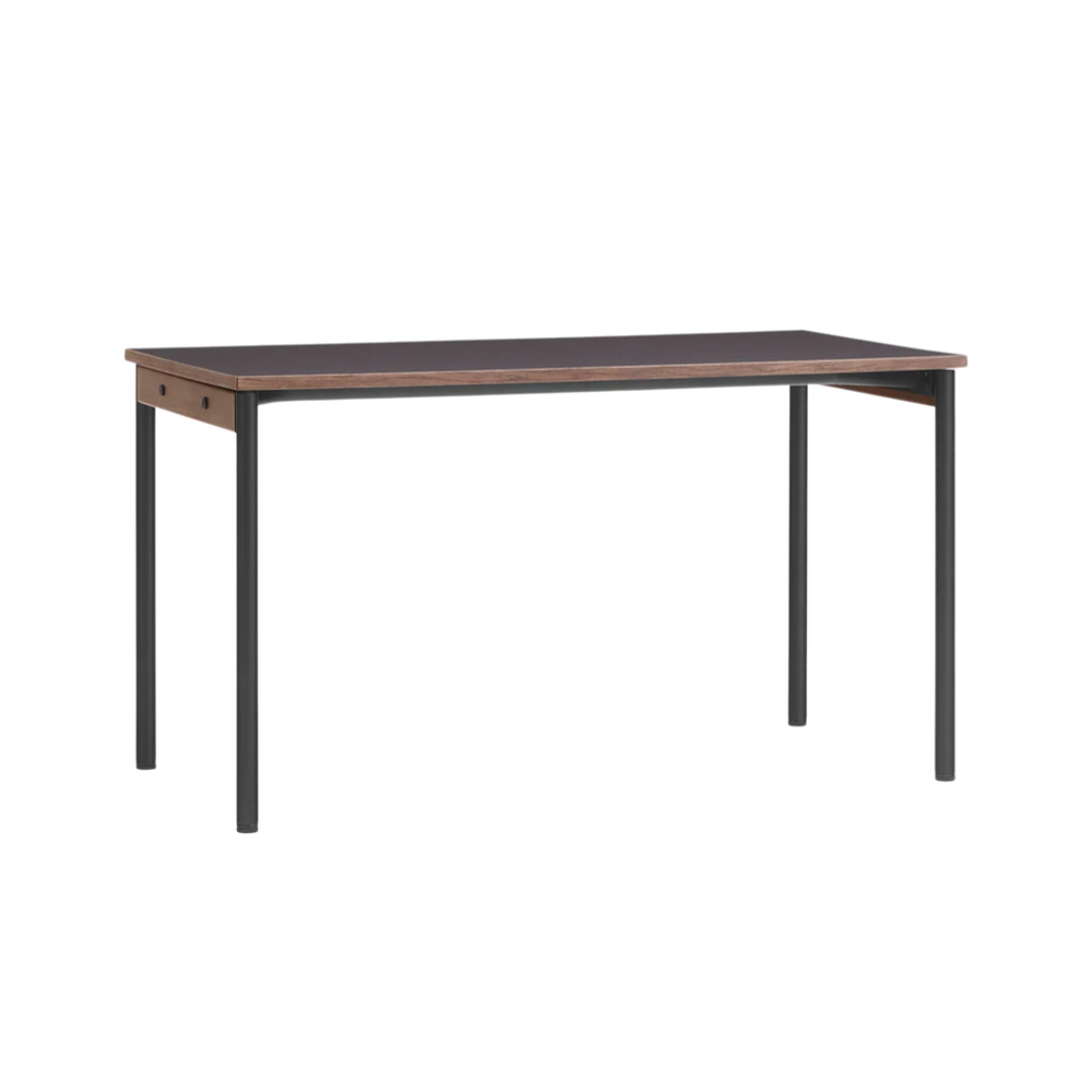 CO table dark brown laminate with black base