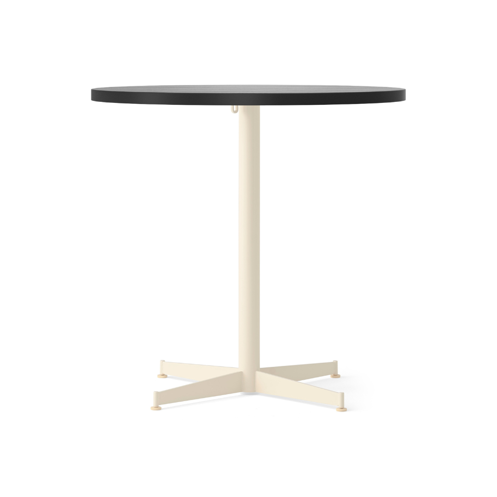 Ronde café tafel NOOK zwart eikenfineer met een crèmekleurige basis