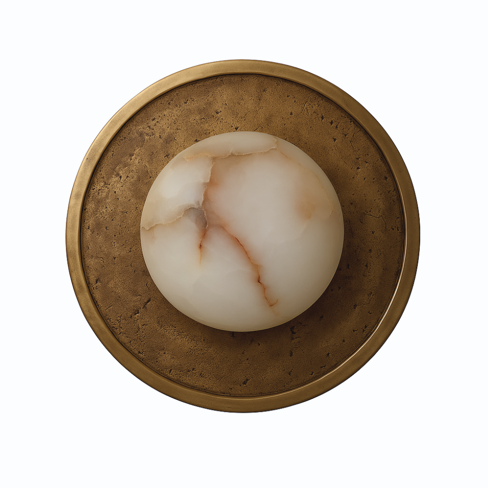 Plafond alabaster VOLLE MAAN geborsteld messing