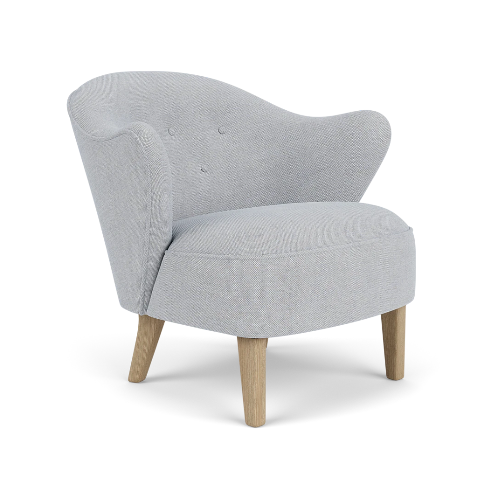 INGEBORG light gray armchair with oak base