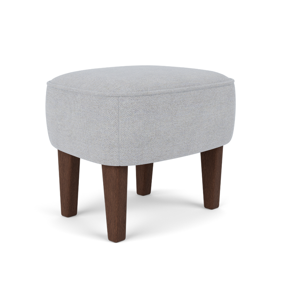 Voetenbank INGEBORG lichtgrijs met een donkere eiken basis