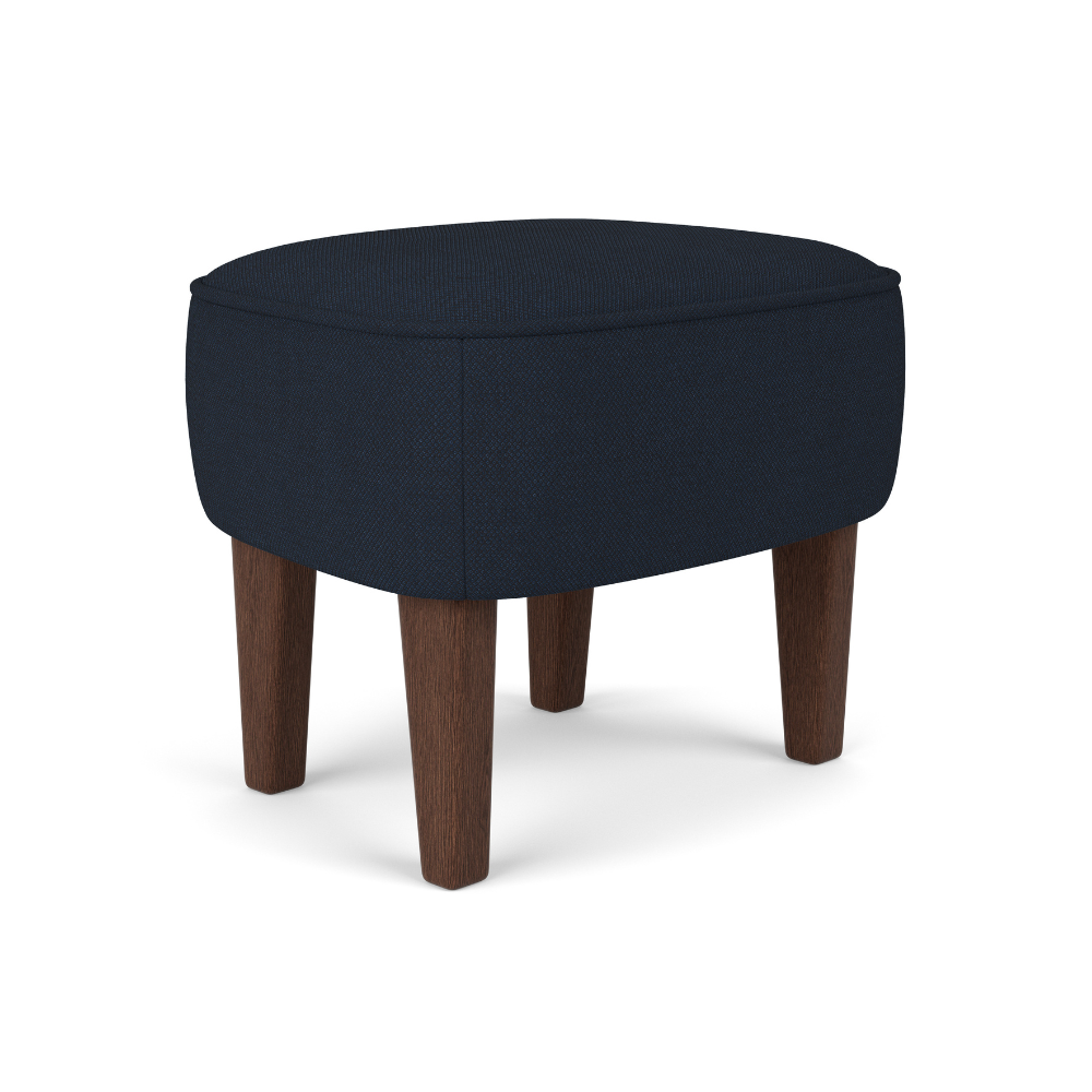 INGEBORG navy footstool with dark oak base