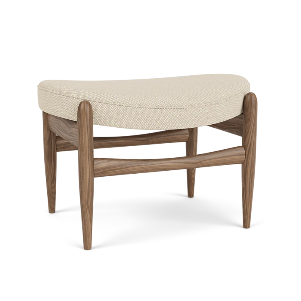 ELIZABETH beige footstool with walnut base