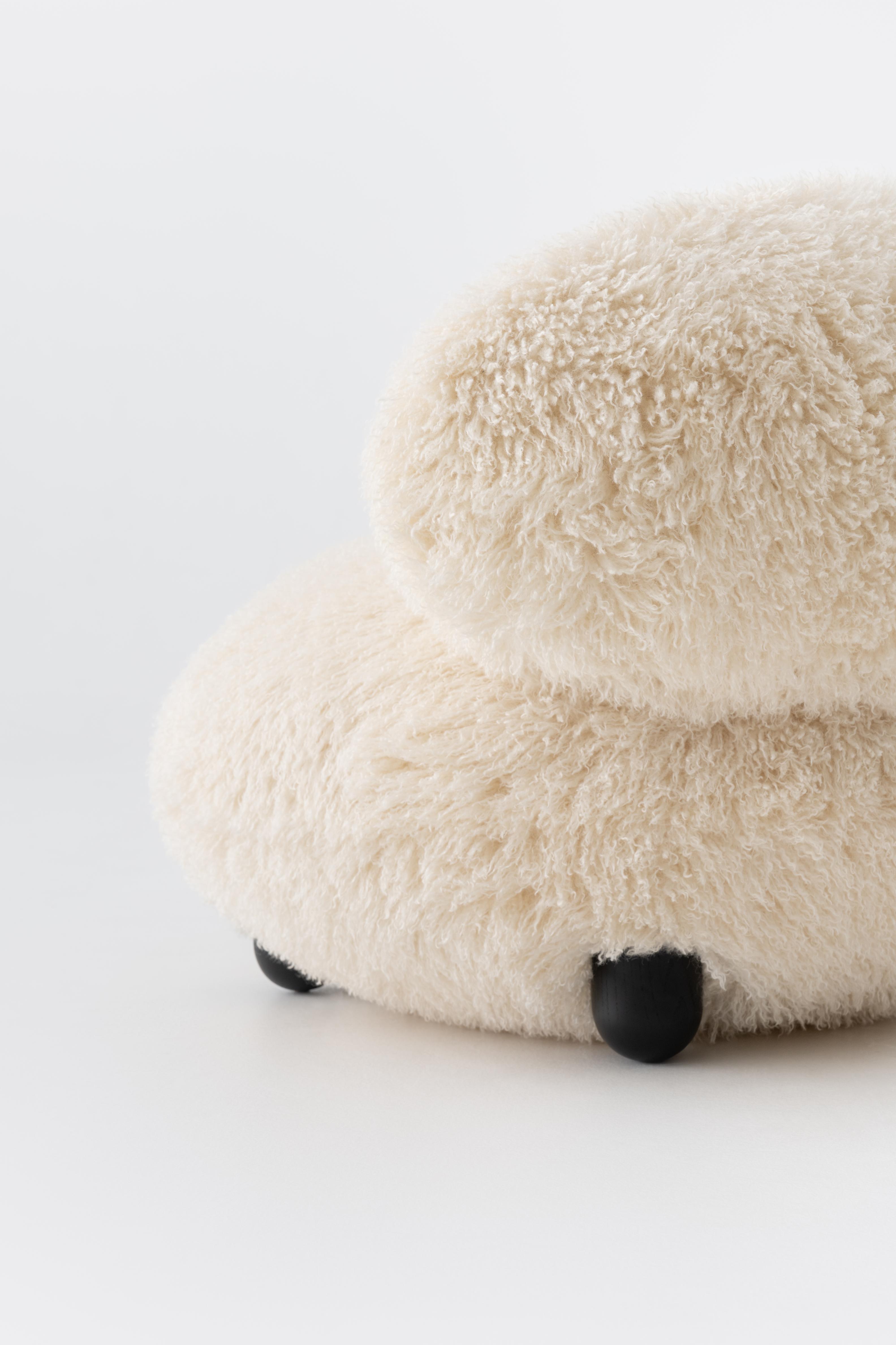 FLOCK Armchair - FLUFFY EDITION artificial fur with a wooden base