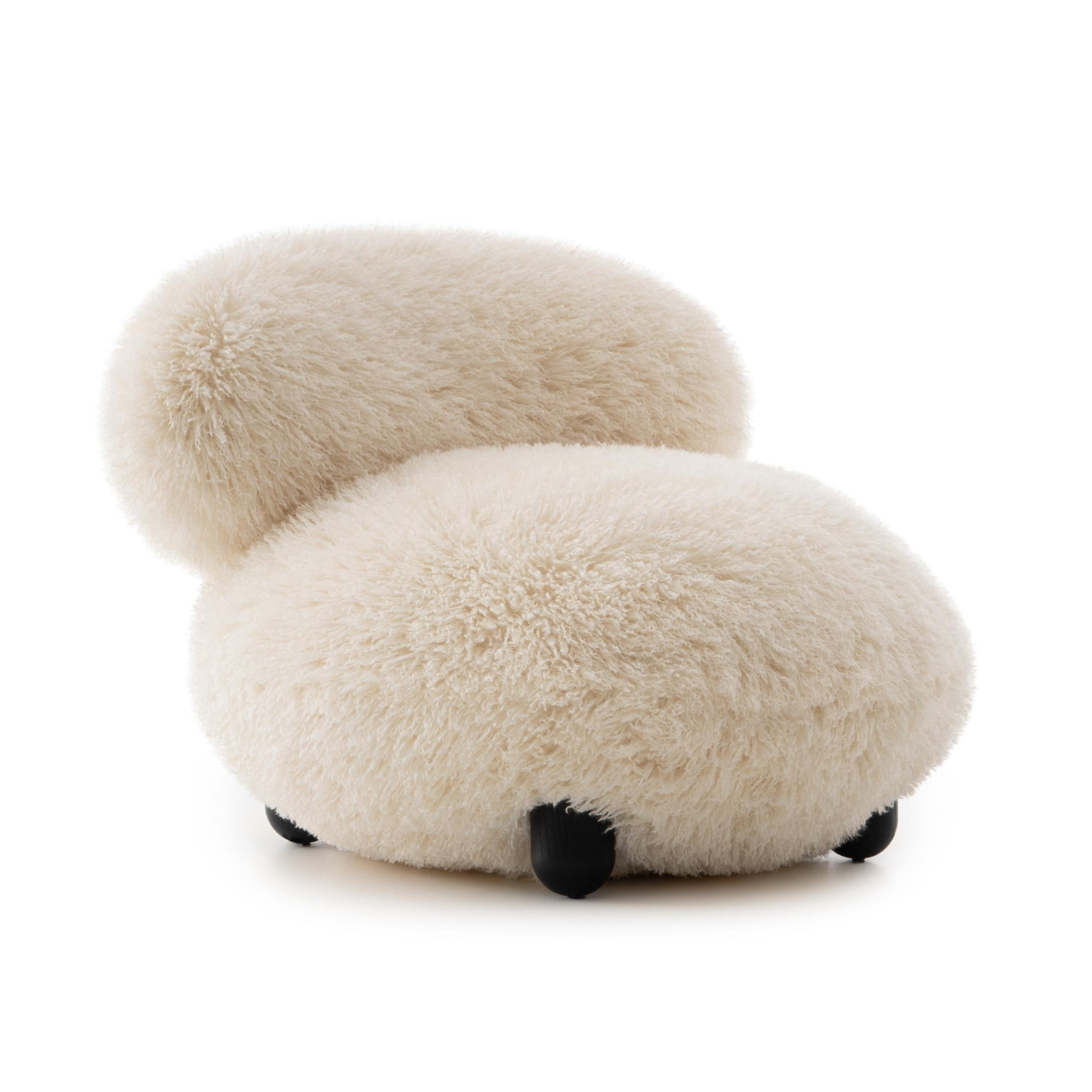 FLOCK Armchair - FLUFFY EDITION artificial fur with a wooden base