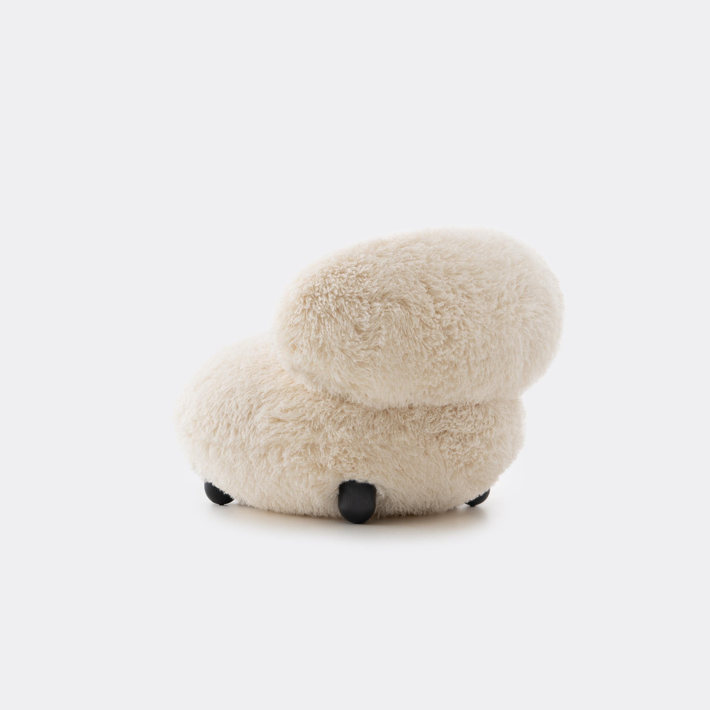 FLOCK Armchair - FLUFFY EDITION artificial fur with a wooden base