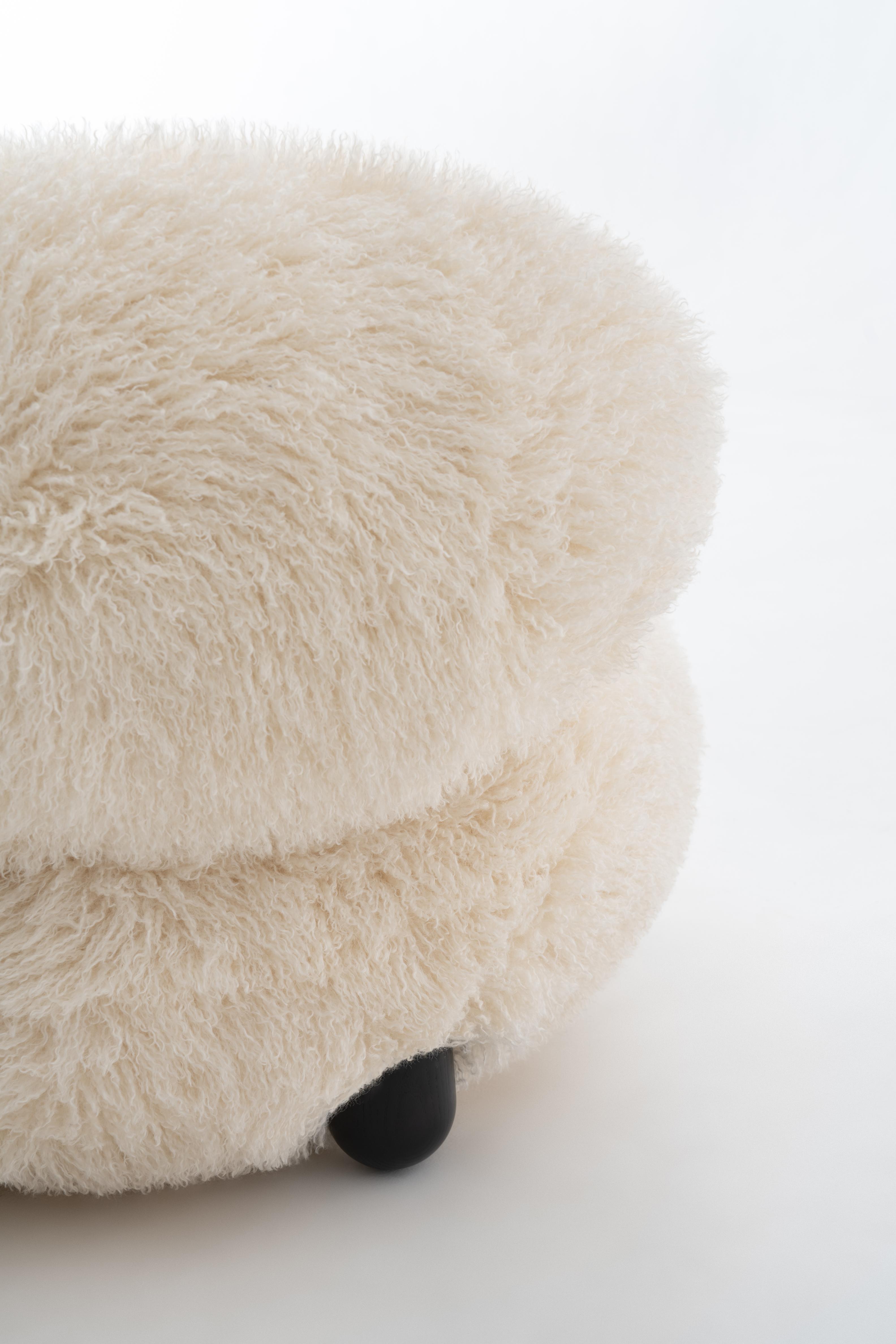 FLOCK Armchair - FLUFFY EDITION artificial fur with a wooden base