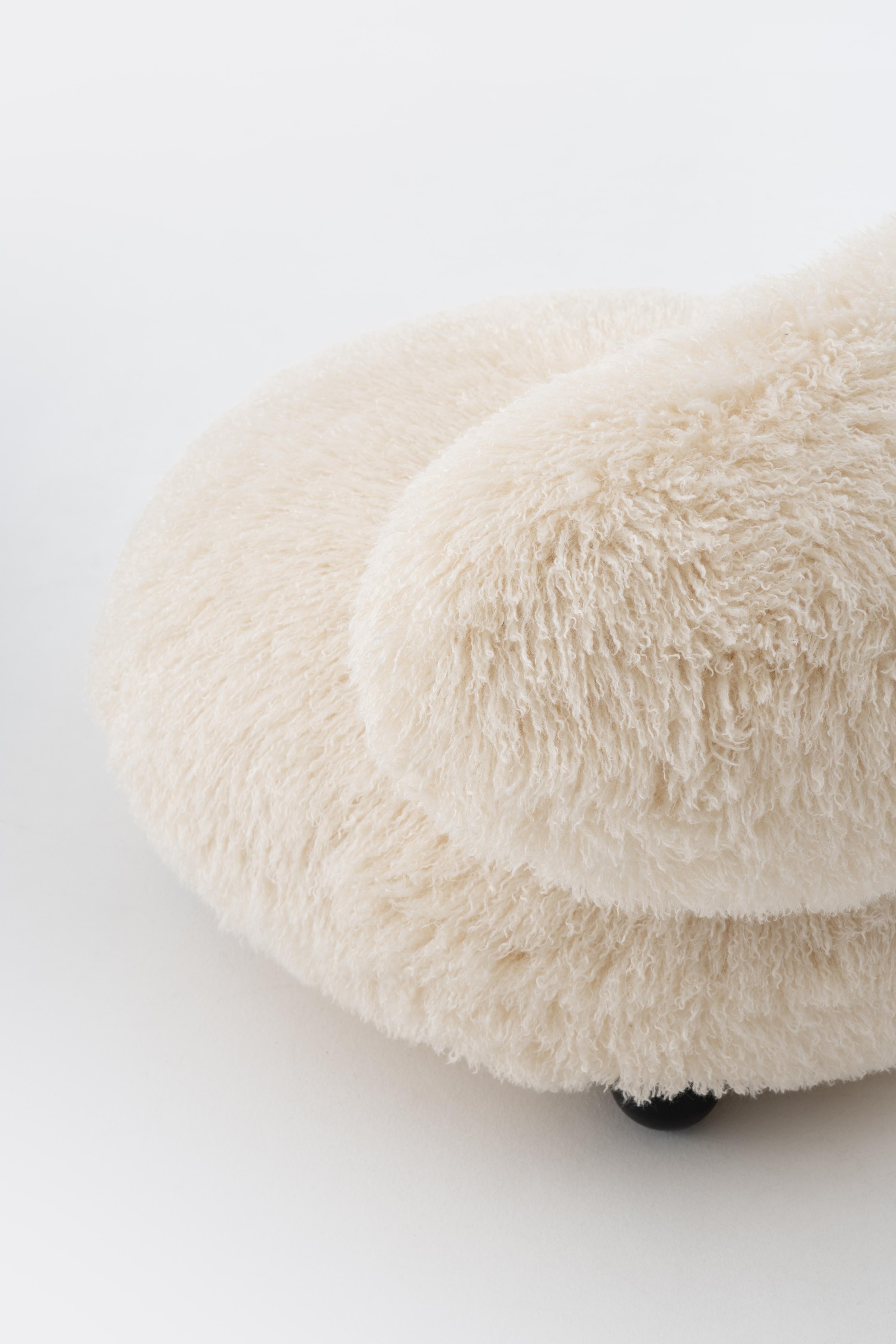 FLOCK Armchair - FLUFFY EDITION artificial fur with a wooden base