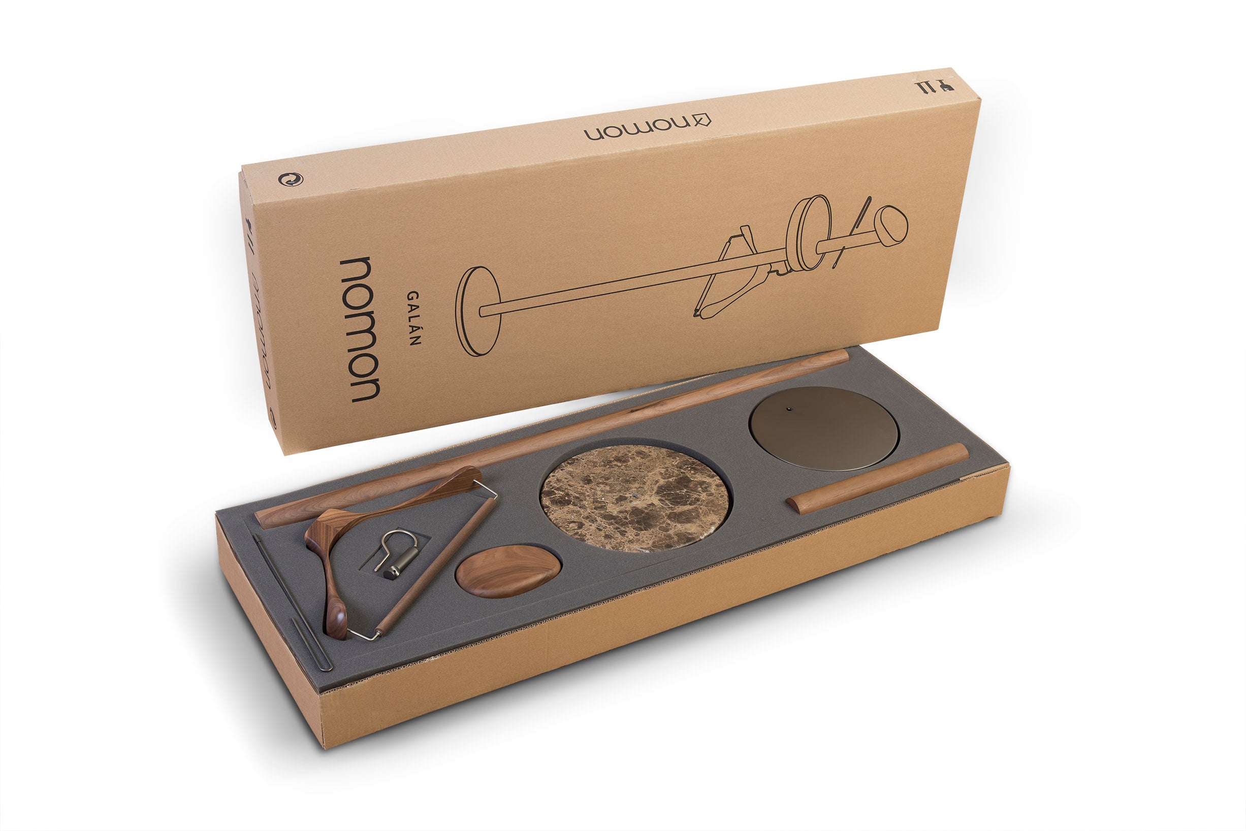 Kapstok GALAN M notenhout met bruine marmer en grafietafwerking