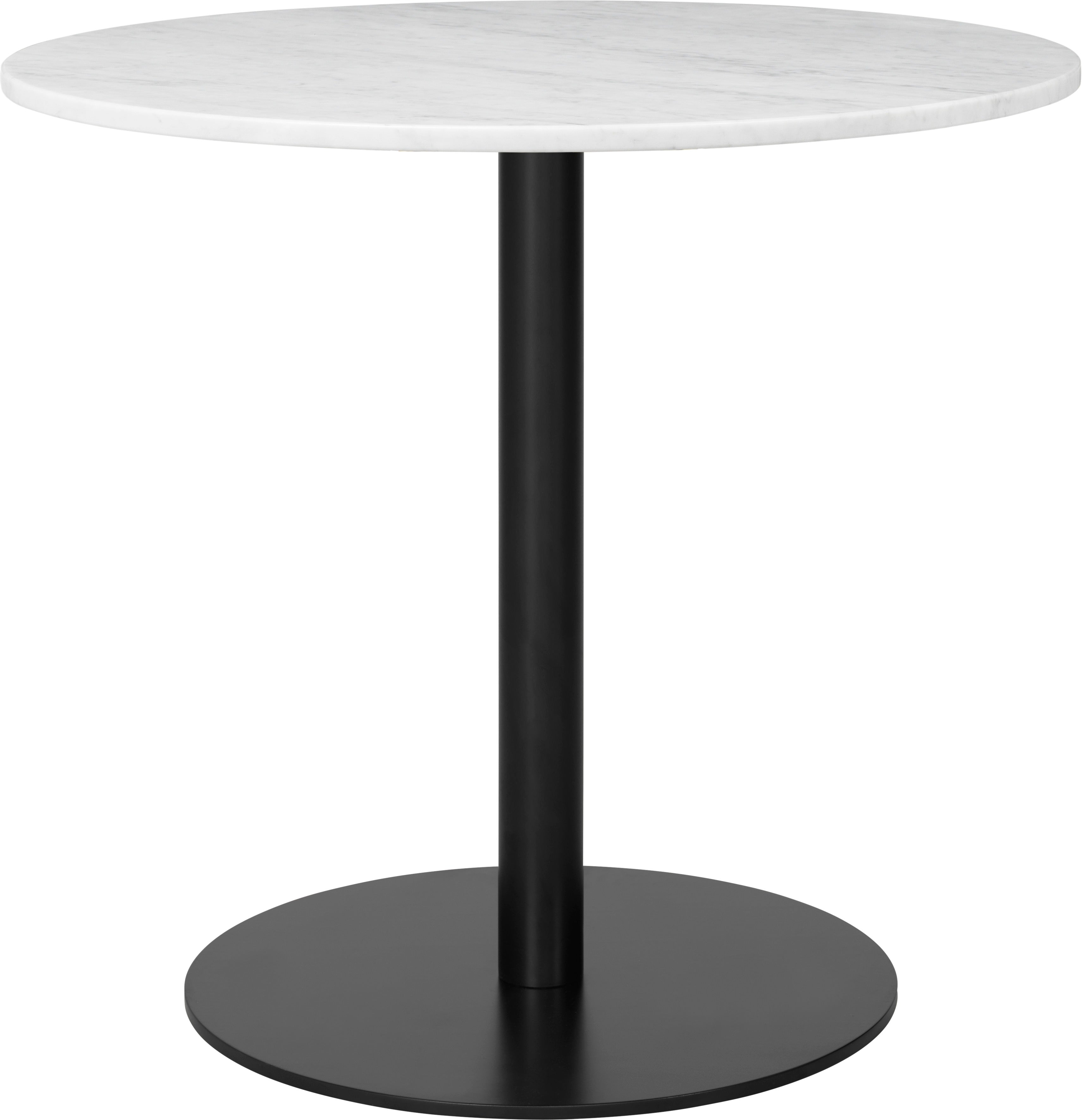 Round table 1.0 white marble with black base