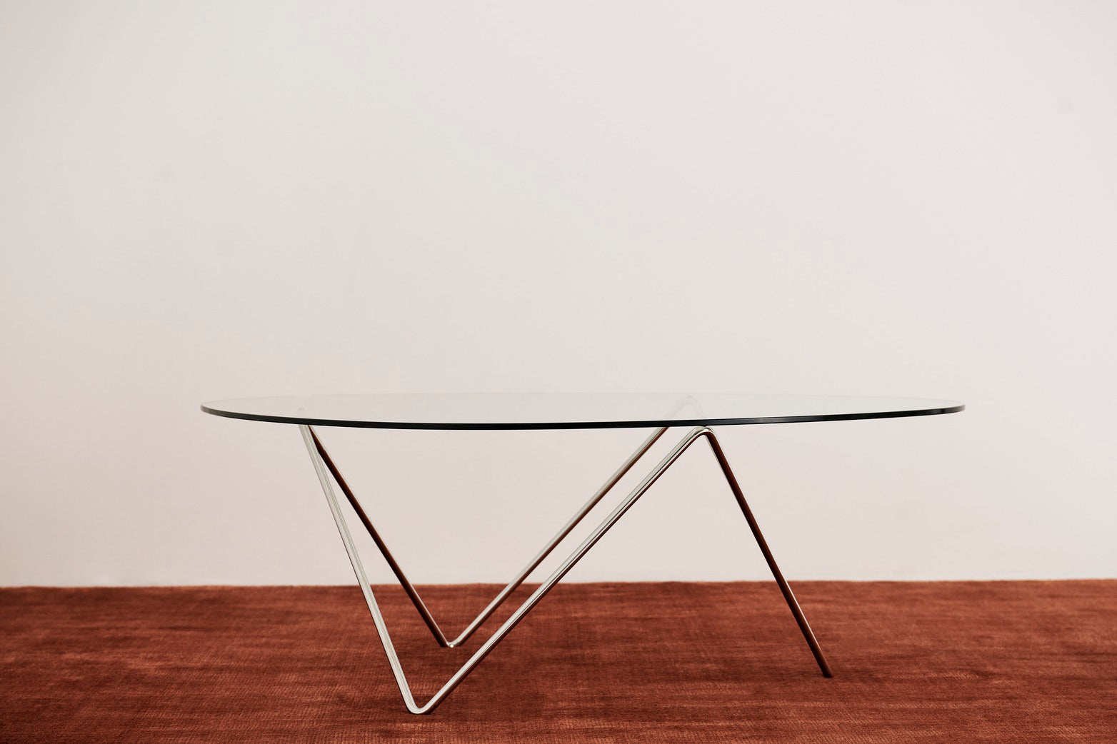 Koffietafel PEDRERA glas met verchroomde basis