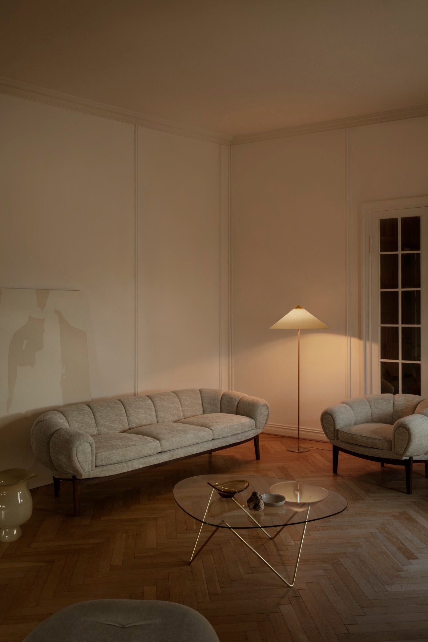 Koffietafel PEDRERA glas met verchroomde basis