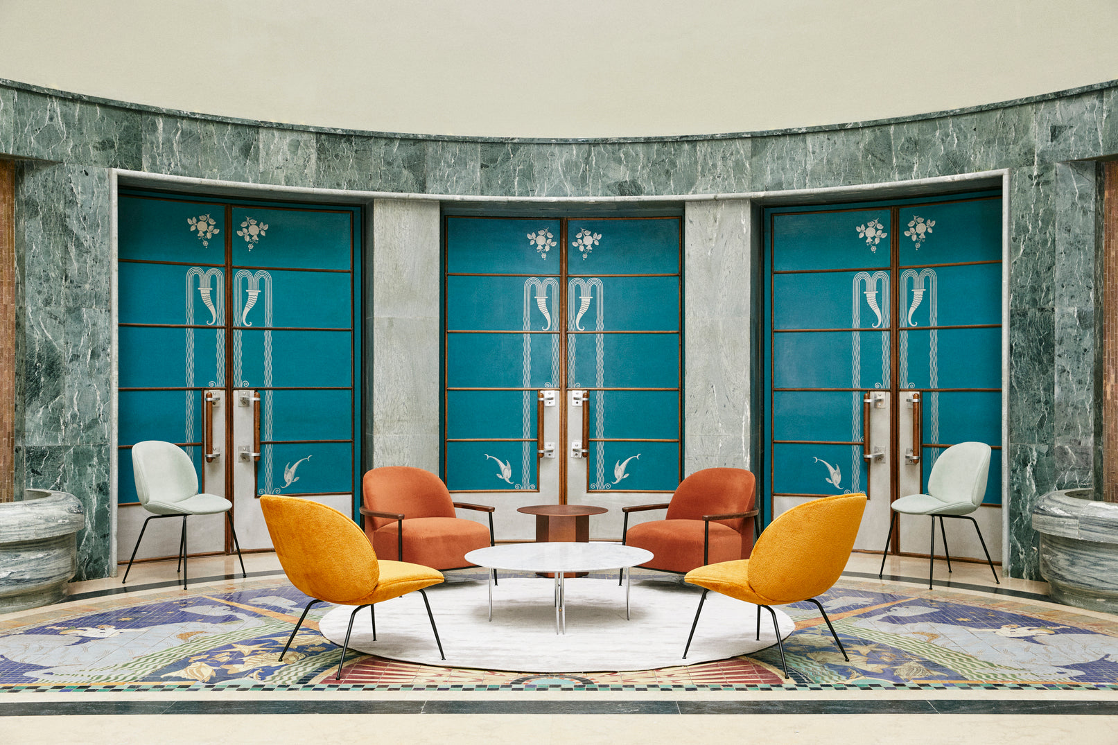 BEETLE upholstered armchair with black base