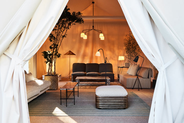 Puf BOHEMIAN 72 gepolstert mit Rattanbasis