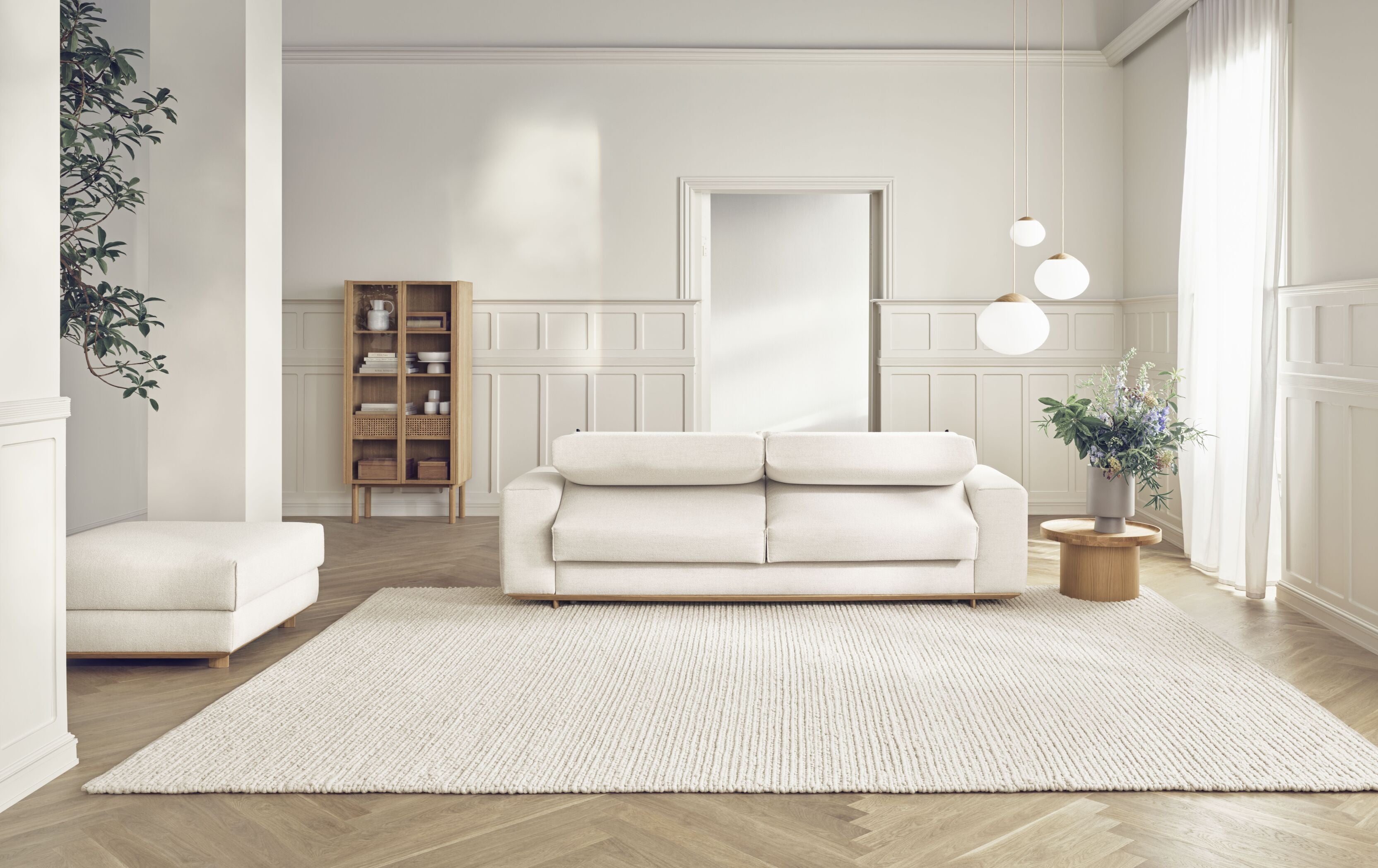 Sofa met een 2,5-zitplaats GEST op een basis van gebleekt eikenhout