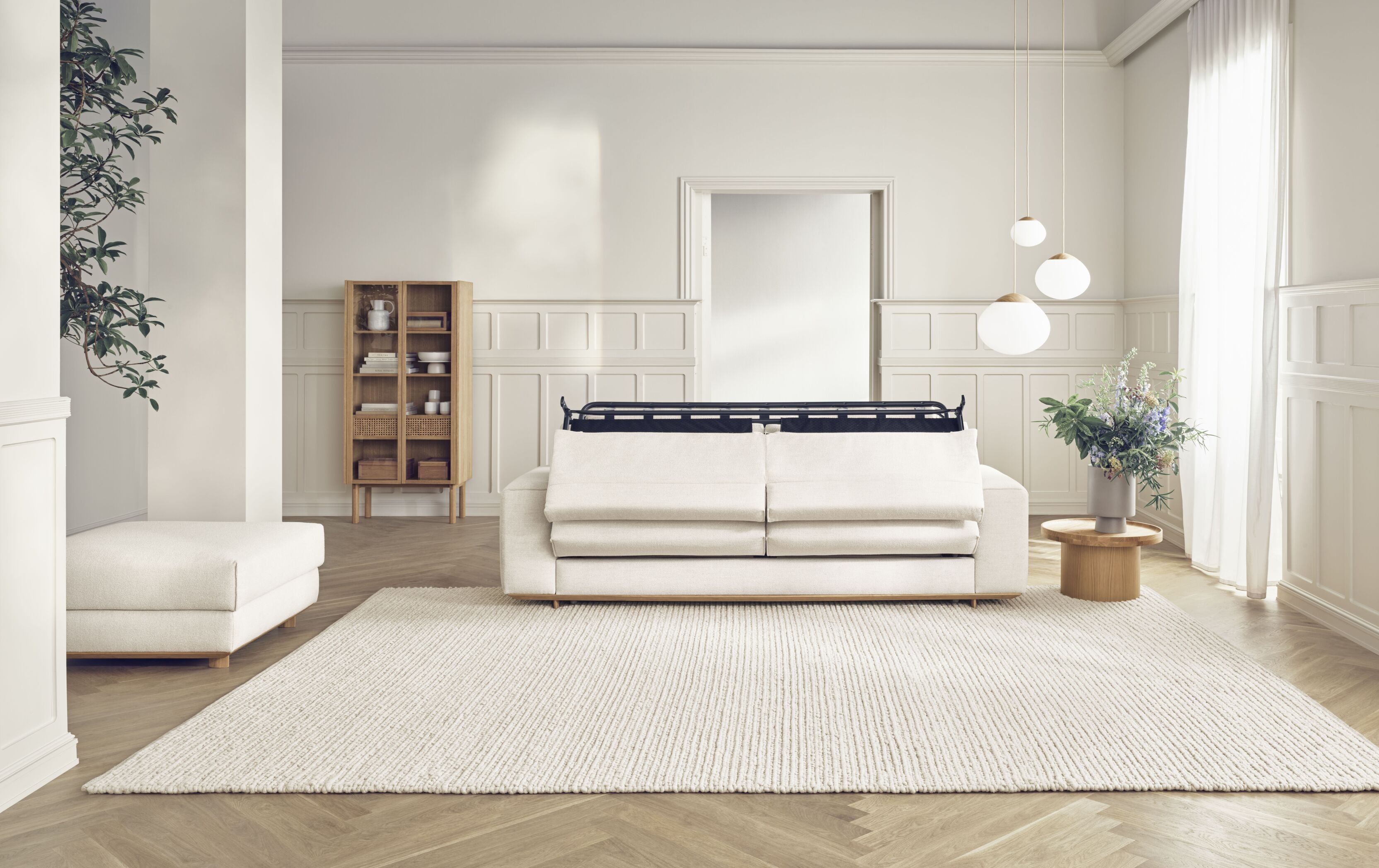 Sofa met een 2,5-zitplaats GEST op een basis van gebleekt eikenhout