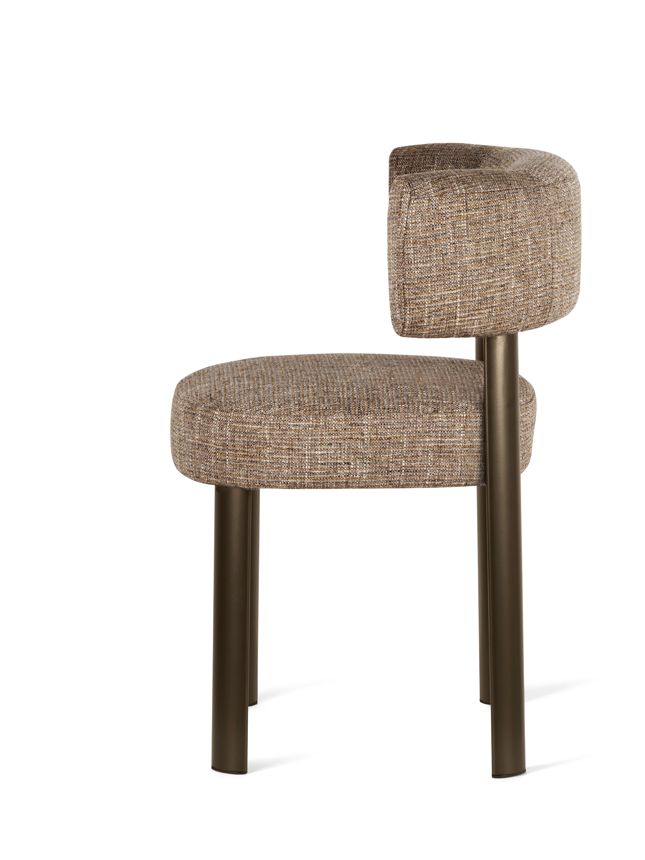Upholstered GLEN chair with a brown base