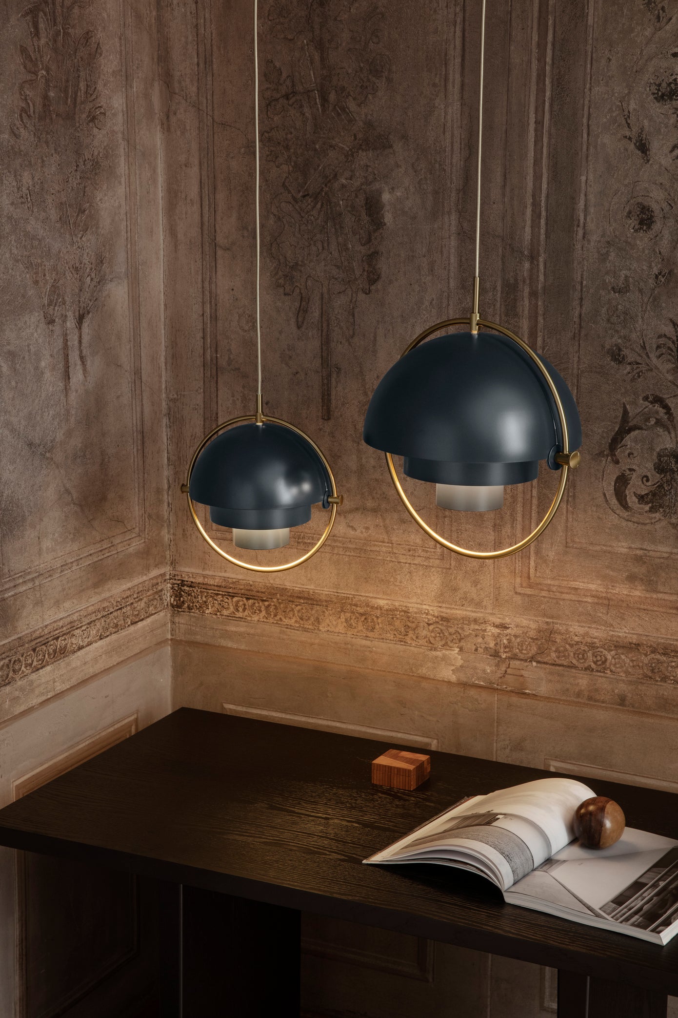 Hanglamp MULTI-LITE zeegroen met messing