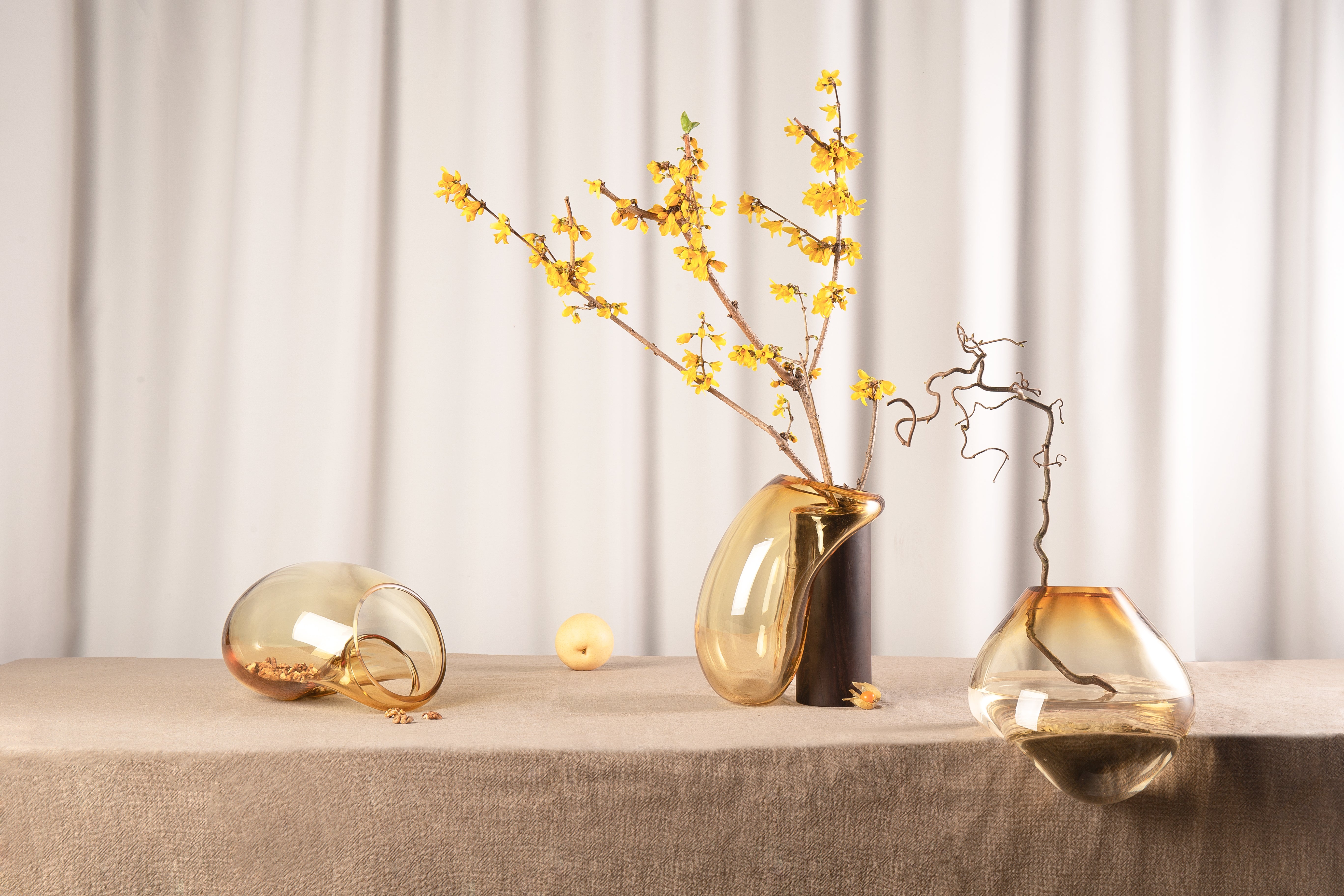 Vase GUTTA bernsteinfarbenes Glas