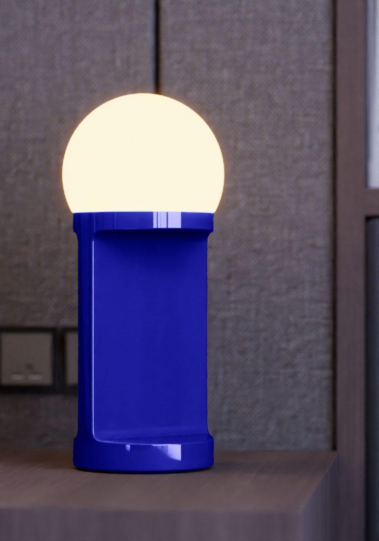 Keramik-Tischleuchte HABEA kobalt