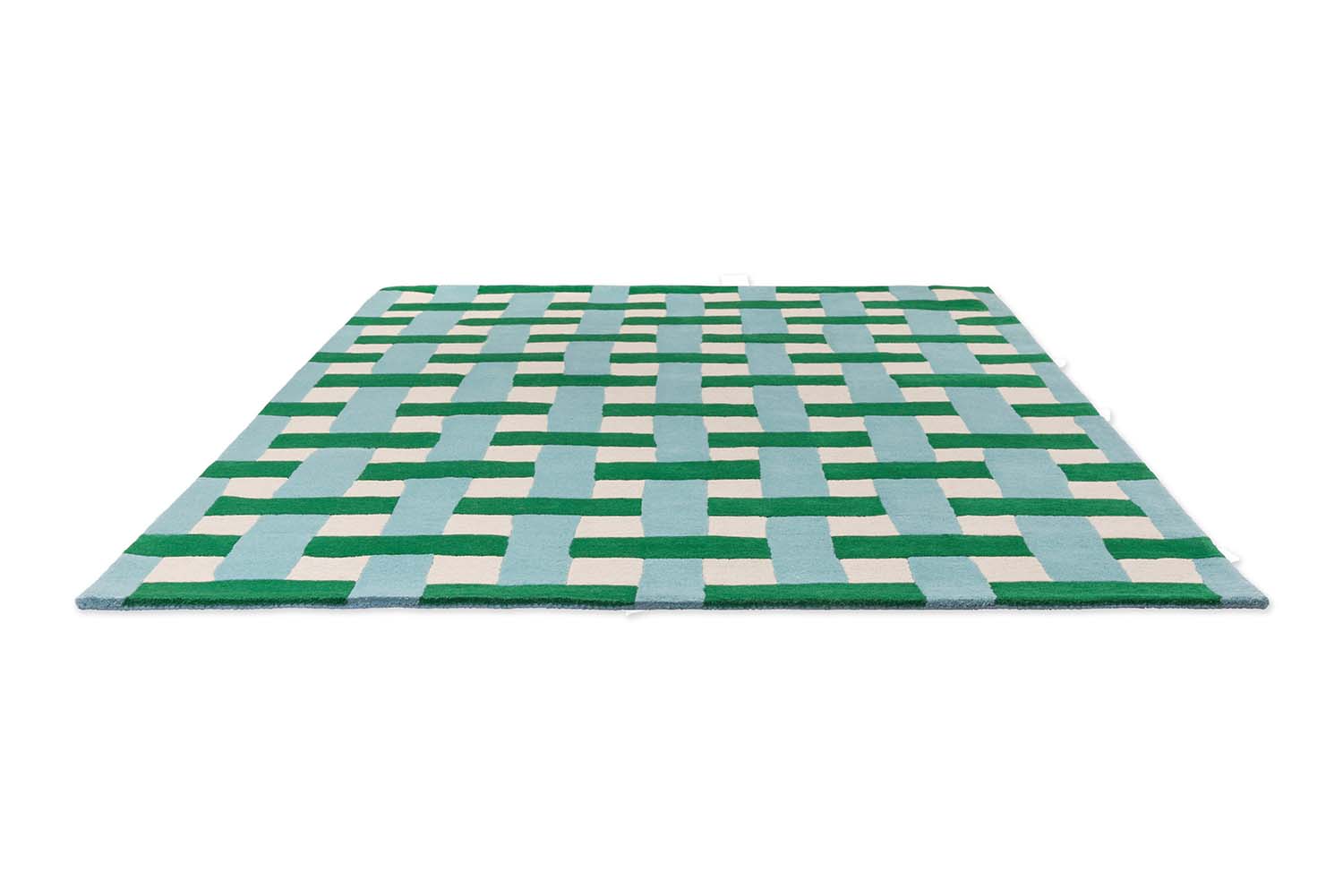 Basketweave rug Emerald Aquamarine green-blue