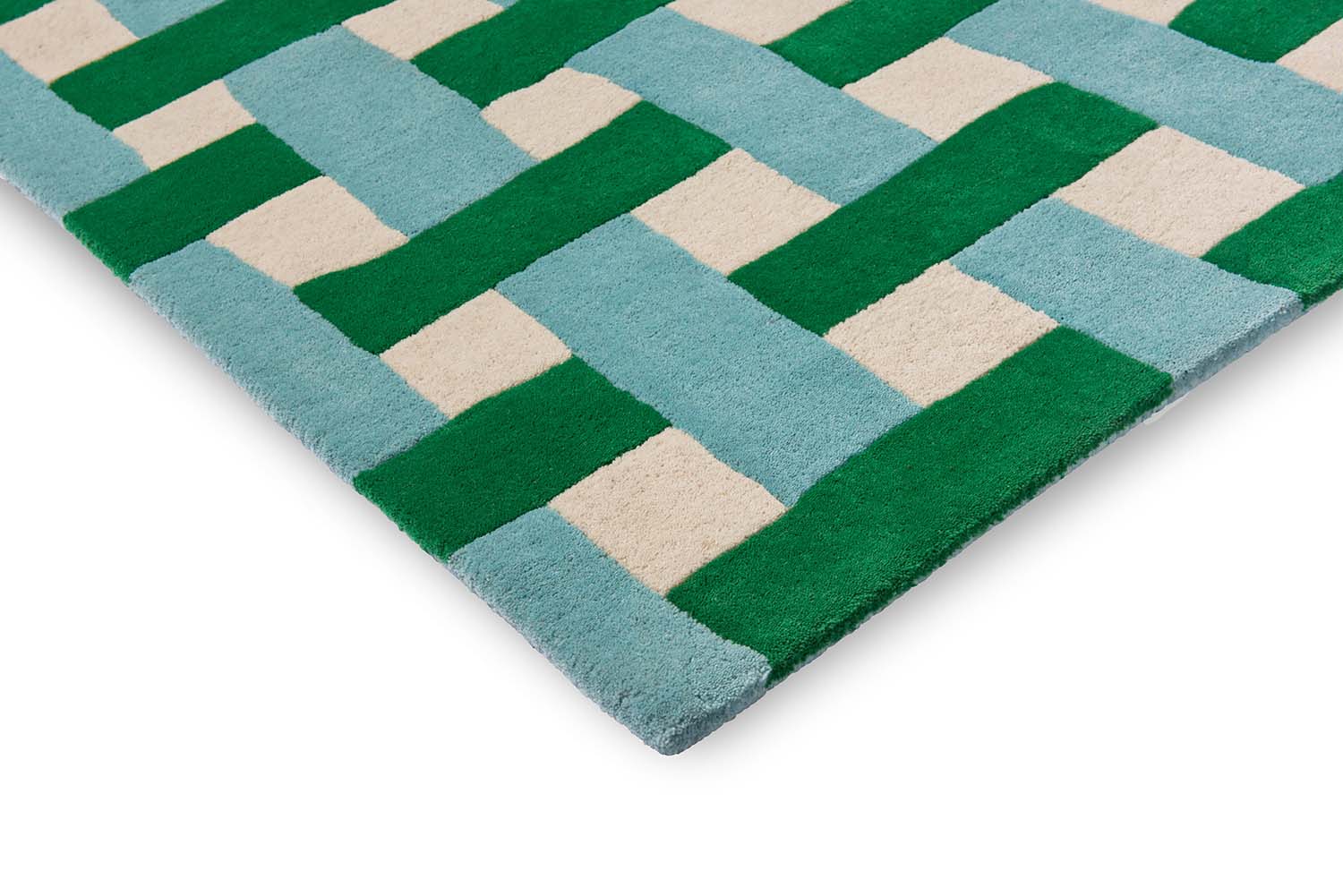 Basketweave rug Emerald Aquamarine green-blue
