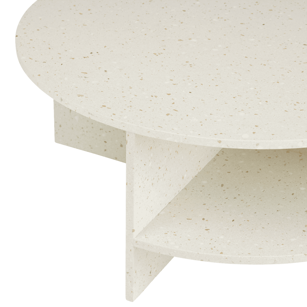 Buiten salontafel HALVES gebroken witte terrazzo