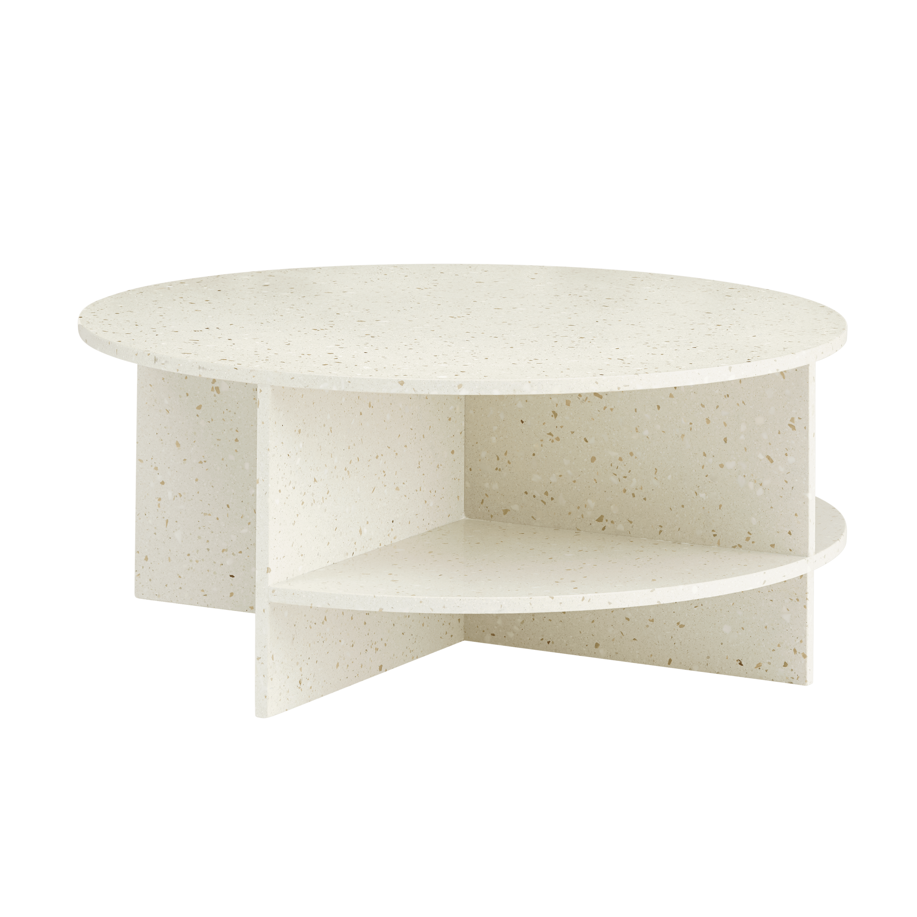 Buiten salontafel HALVES gebroken witte terrazzo
