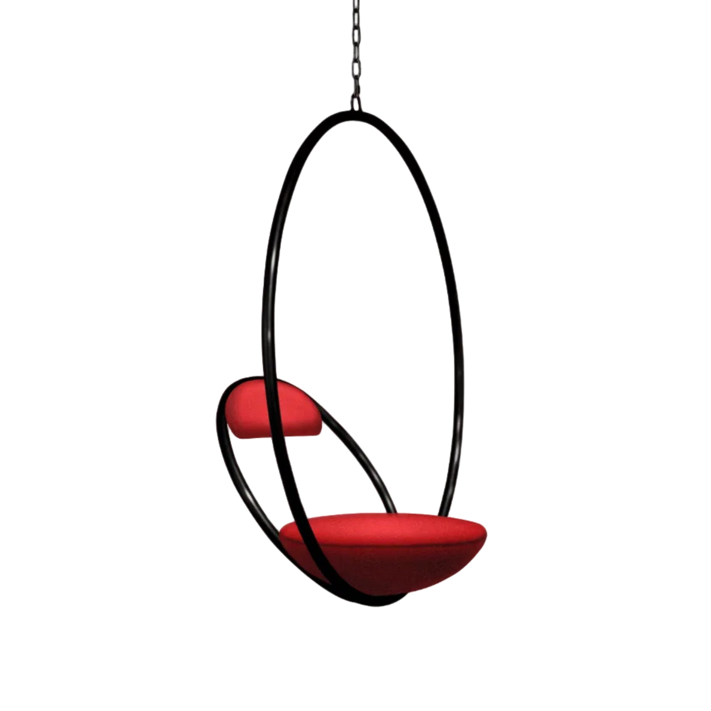 HANGING HOOP hangstoel in rood met zwarte afwerking