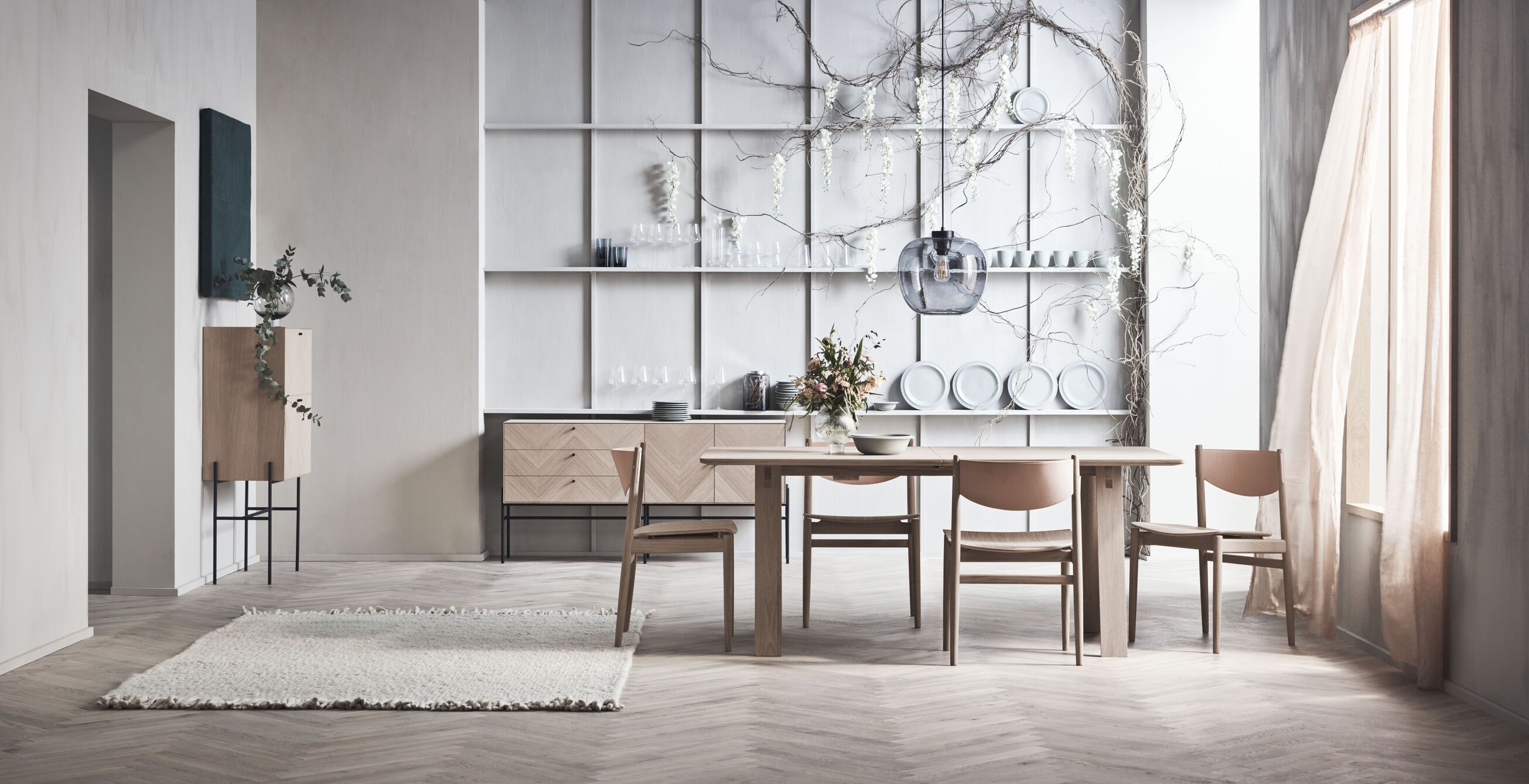 Hügelklapptisch gebleichte Eichenholz